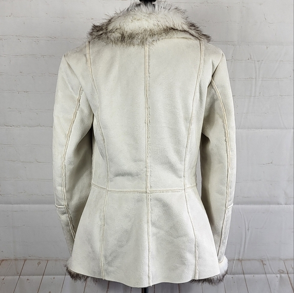 Venus Y2K Penny Lane Faux Suede & Fur Toggle Shearling Winter Coat Cream XS 0-2 - Picture 4 of 15